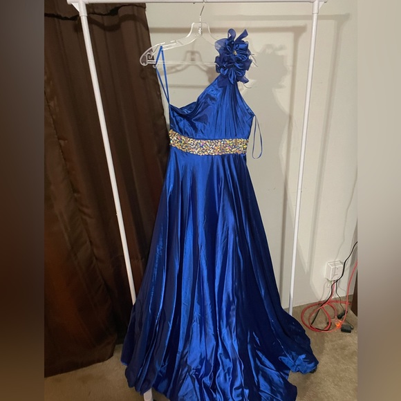 Royal Blue Evening Down - Picture 5 of 9